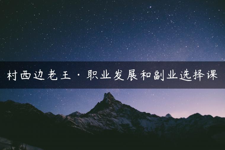 村西边老王·职业发展和副业选择课