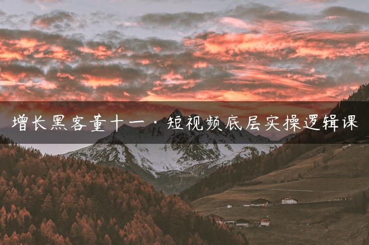 增长黑客董十一·短视频底层实操逻辑课