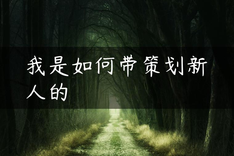 我是如何带策划新人的 我是如何带策划新人的