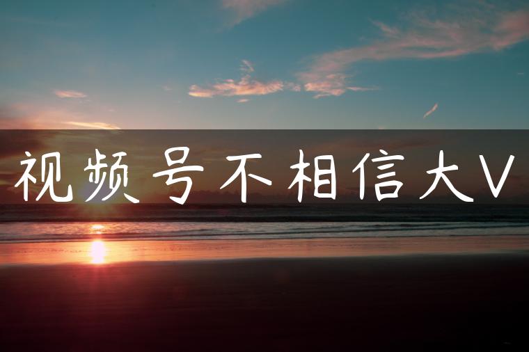 视频号不相信大V