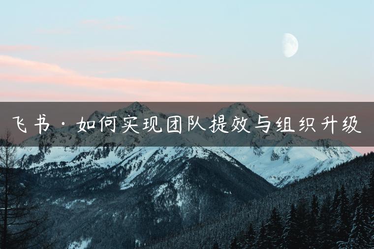 飞书·如何实现团队提效与组织升级