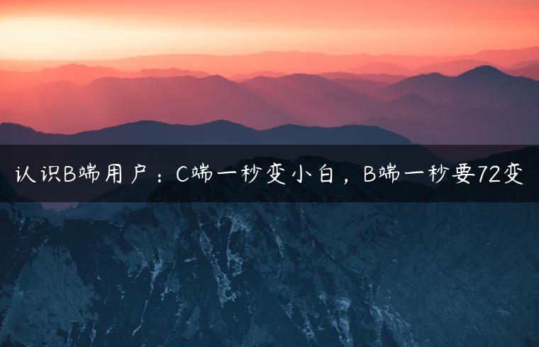 认识B端用户：C端一秒变小白，B端一秒要72变
