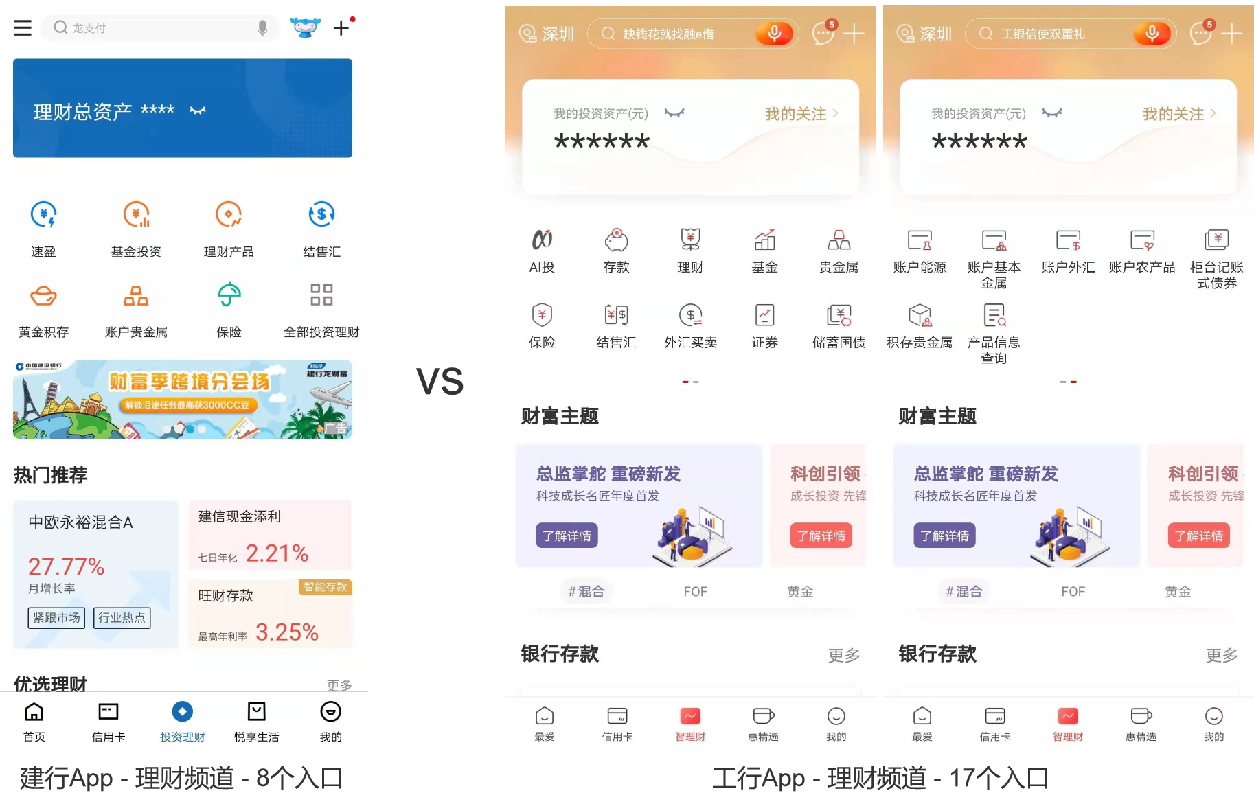 产品分析：建设银行App VS 工商银行App