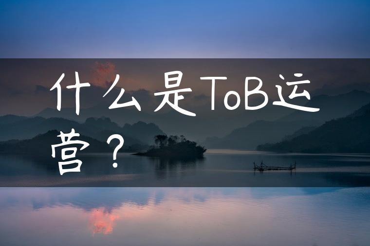 什么是ToB运营？