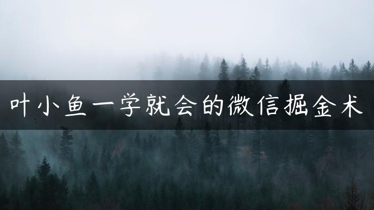 叶小鱼一学就会的微信掘金术