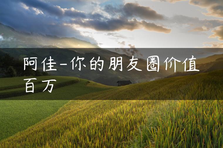 阿佳-你的朋友圈价值百万