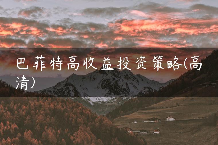 巴菲特高收益投资策略(高清)