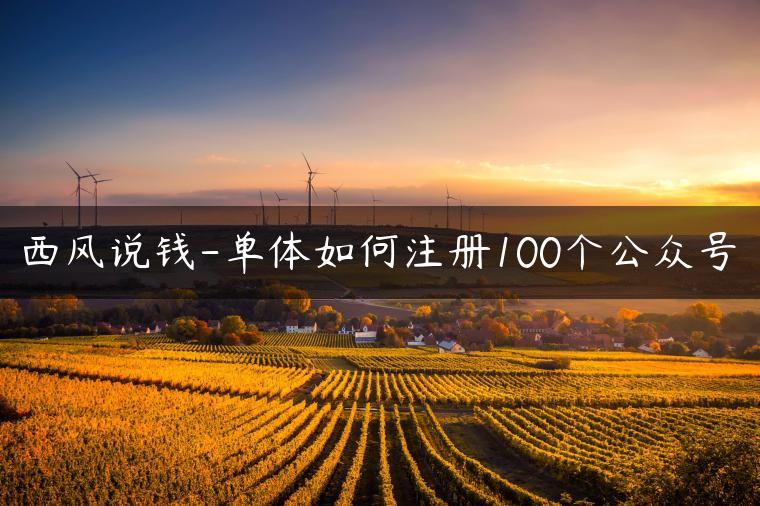 西风说钱-单体如何注册100个公众号 西风说钱-单体如何注册100个公众号