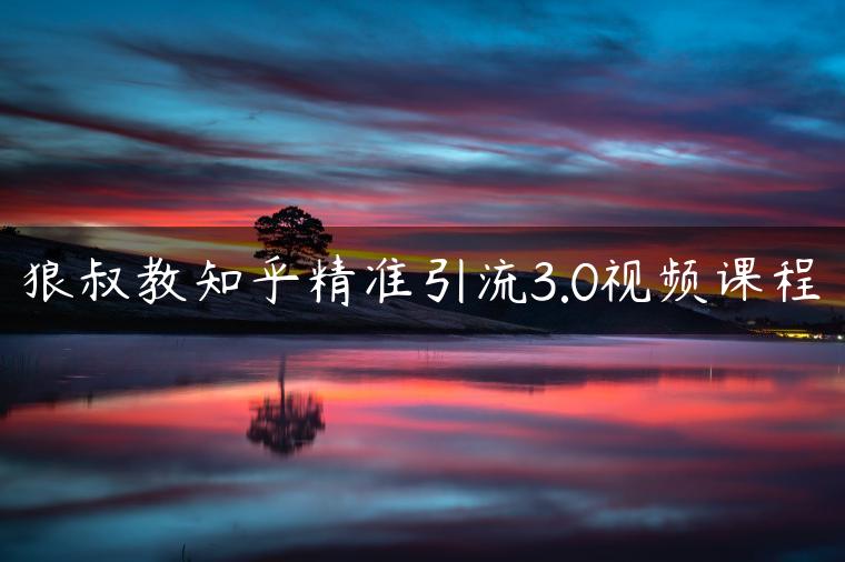狼叔教知乎精准引流3.0视频课程