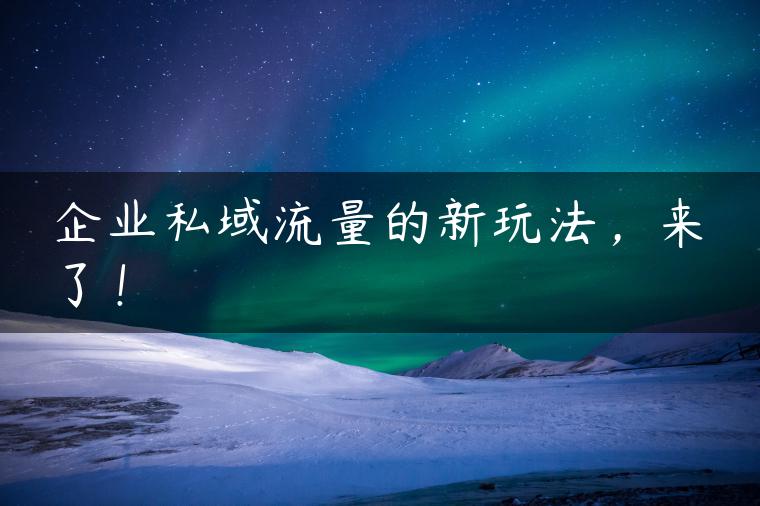 企业私域流量的新玩法，来了！