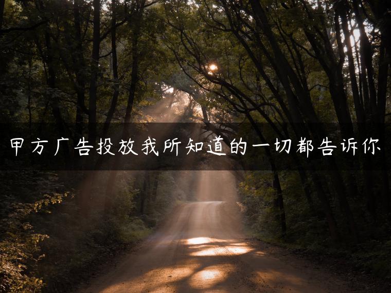 甲方广告投放我所知道的一切都告诉你