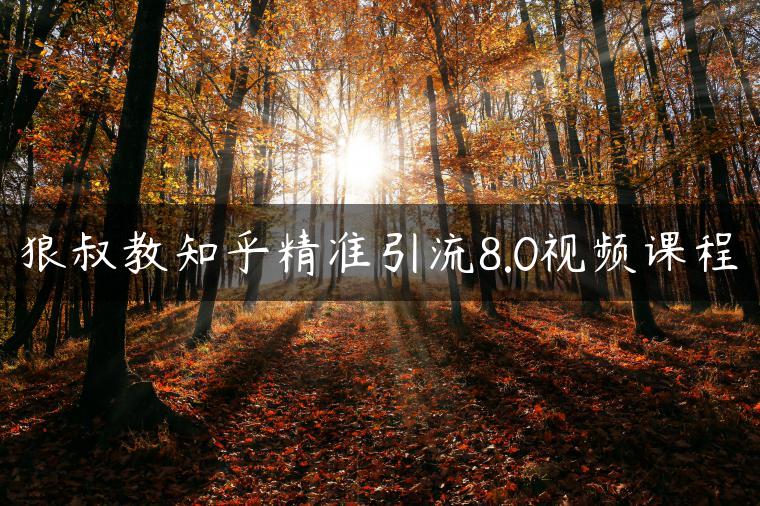 狼叔教知乎精准引流8.0视频课程