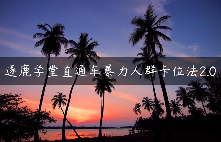 逐鹿学堂直通车暴力人群卡位法2.0