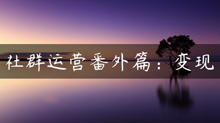 社群运营番外篇：变现