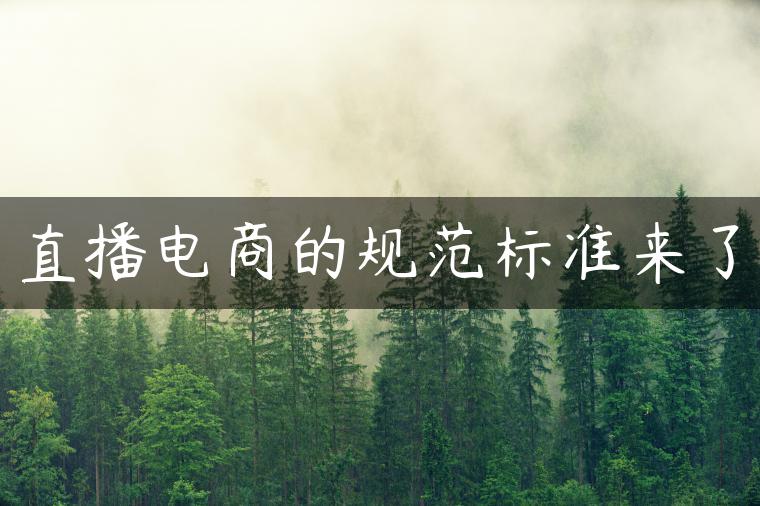 直播电商的规范标准来了 直播电商的规范标准来了