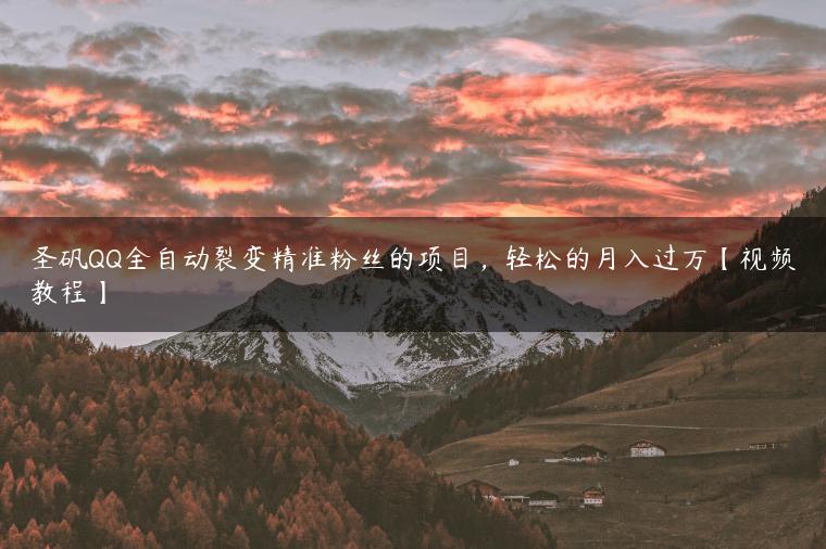 圣矾QQ全自动裂变精准粉丝的项目，轻松的月入过万【视频教程】