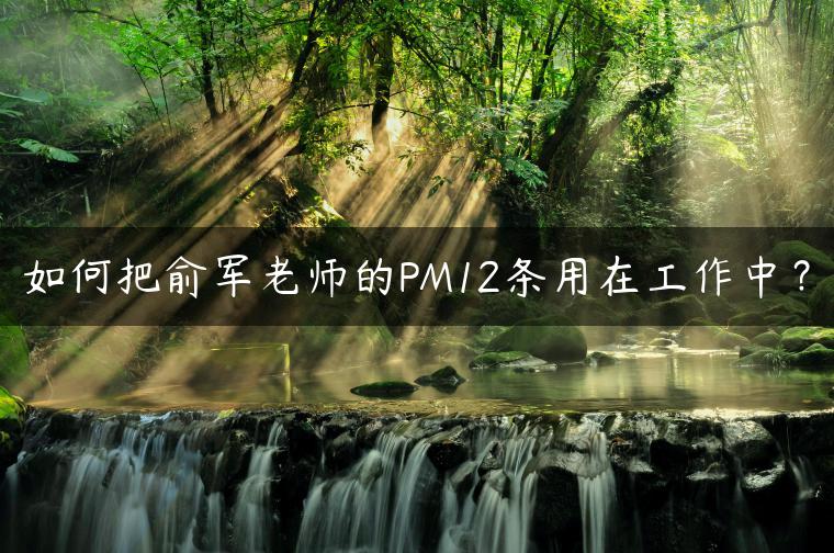 如何把俞军老师的PM12条用在工作中？