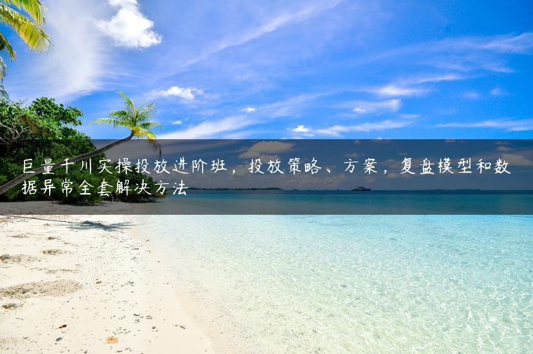 巨量千川实操投放进阶班，投放策略、方案，复盘模型和数据异常全套解决方法