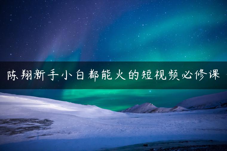 陈翔新手小白都能火的短视频必修课