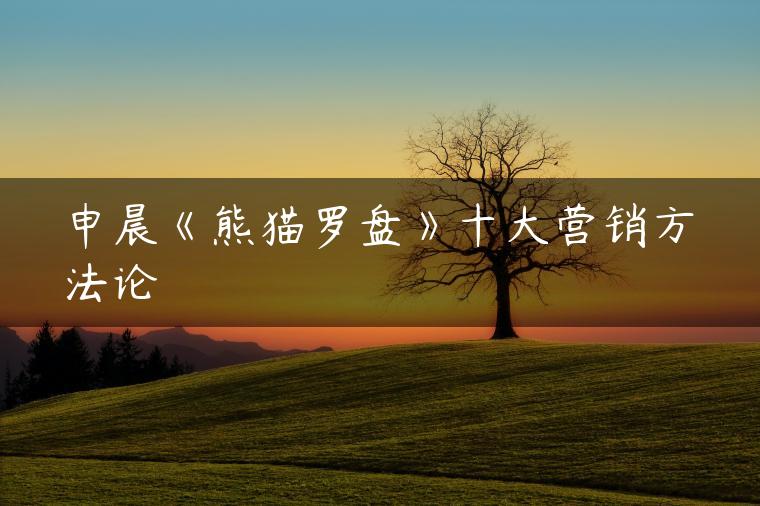 申晨《熊猫罗盘》十大营销方法论