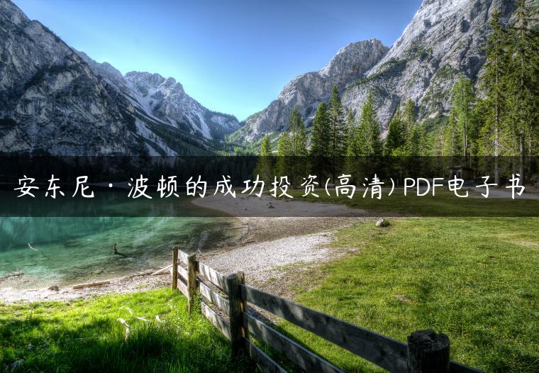 安东尼·波顿的成功投资(高清) PDF电子书