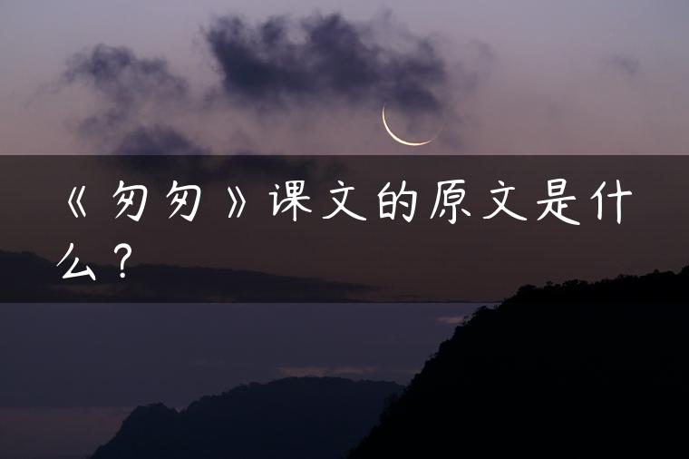 《匆匆》课文的原文是什么？
