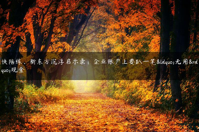 快陪练、新东方沉浮启示录：企业账户上要趴一笔&ldquo;无用&rdquo;现金