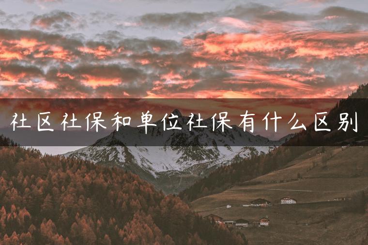 社区社保和单位社保有什么区别