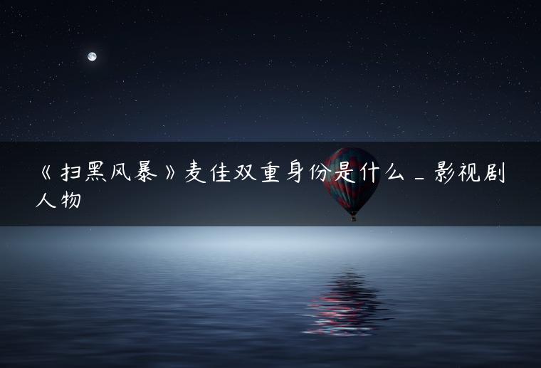 《扫黑风暴》麦佳双重身份是什么_影视剧人物