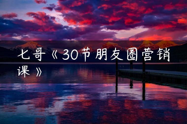 七哥《30节朋友圈营销课》